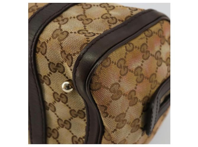 Borsa Boston Mini GG Canvas Gucci Beige Oro 269876 Auth 175892 D'oro - vista 12