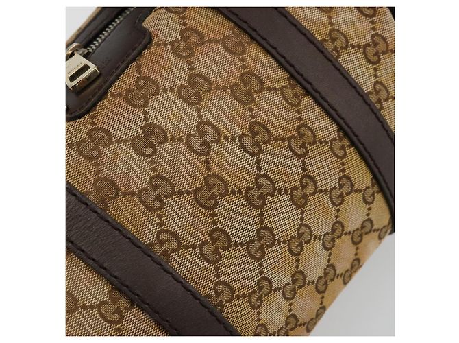 Borsa Boston Mini GG Canvas Gucci Beige Oro 269876 Auth 175892 D'oro - vista 14