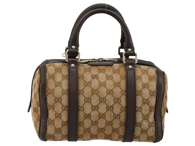 Borsa Boston Mini GG Canvas Gucci Beige Oro 269876 Auth 175892 D'oro - vista 2