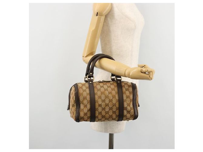 Borsa Boston Mini GG Canvas Gucci Beige Oro 269876 Auth 175892 D'oro - vista 23