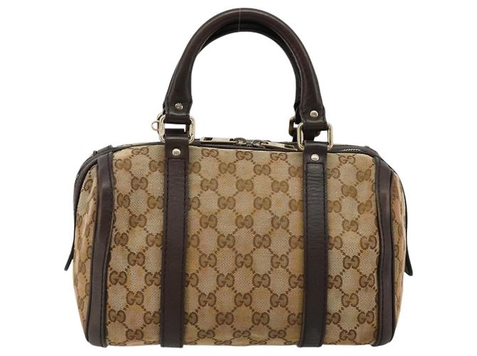 Borsa Boston Mini GG Canvas Gucci Beige Oro 269876 Auth 175892 D'oro - vista 3