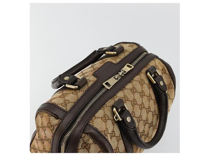 Borsa Boston Mini GG Canvas Gucci Beige Oro 269876 Auth 175892 D'oro - vista 6
