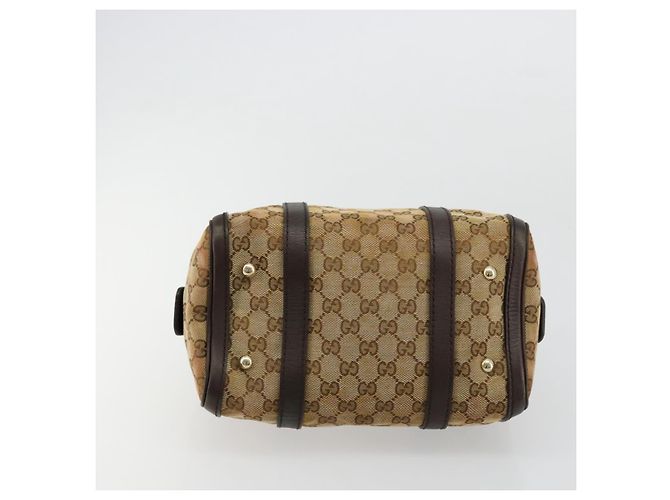 Borsa Boston Mini GG Canvas Gucci Beige Oro 269876 Auth 175892 D'oro - vista 9