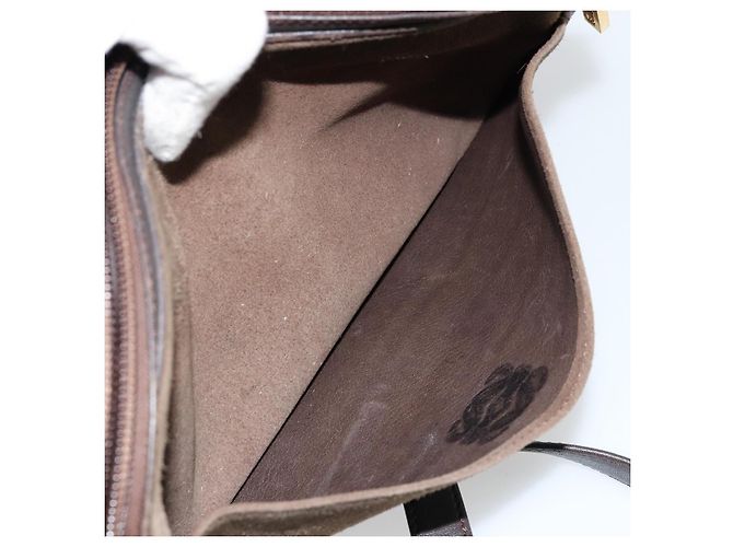 LOEWE Bolsa de Ombro Anagram Couro Marrom Dourado Auth bs34530 - vista 12