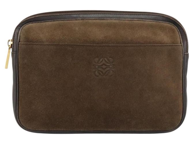 LOEWE Bolsa de Ombro Anagram Couro Marrom Dourado Auth bs34530 - vista 13