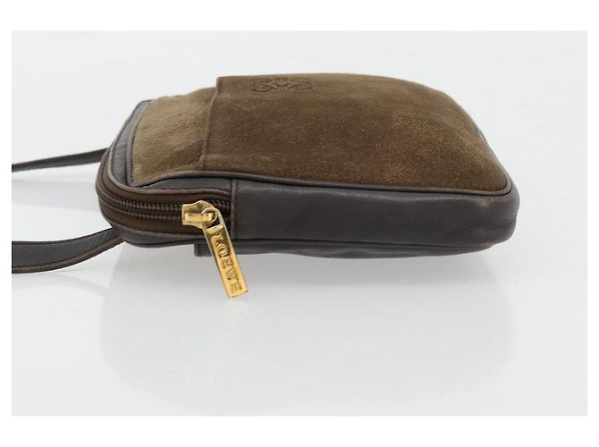 LOEWE Bolsa de Ombro Anagram Couro Marrom Dourado Auth bs34530 - vista 4