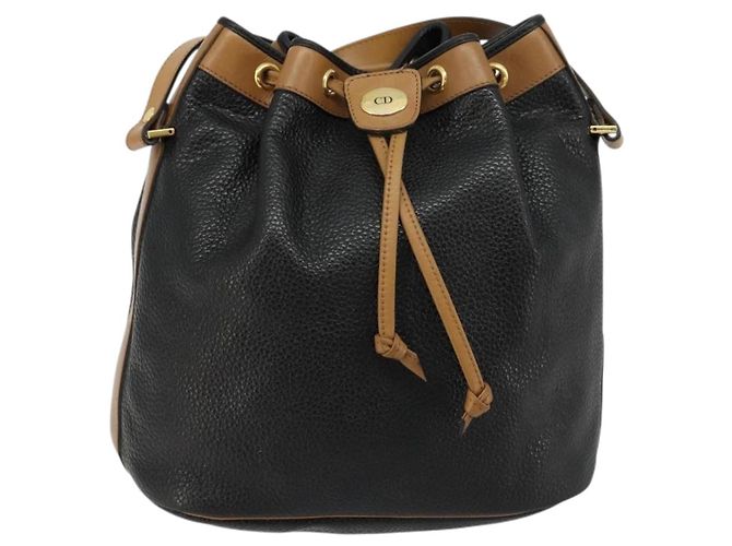 Borsa a Spalla Christian Dior in Pelle Nera Oro Auth bs34533 Nero D'oro - vista 2