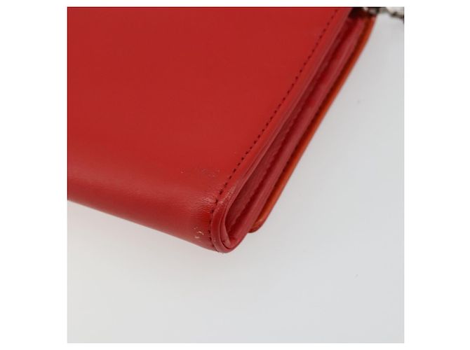Borsa a catena Diorama in pelle arancione e argento Christian Dior Auth ka4061A - vista 12