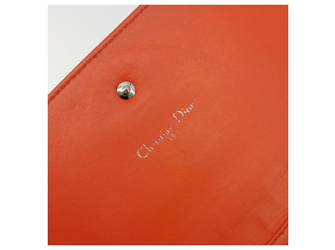 Borsa a catena Diorama in pelle arancione e argento Christian Dior Auth ka4061A - vista 16
