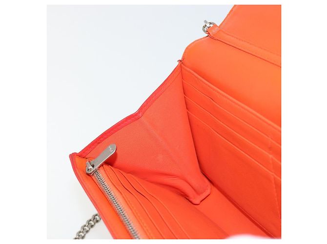 Borsa a catena Diorama in pelle arancione e argento Christian Dior Auth ka4061A - vista 19