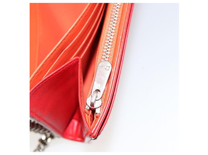 Borsa a catena Diorama in pelle arancione e argento Christian Dior Auth ka4061A - vista 21