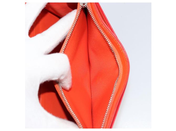 Borsa a catena Diorama in pelle arancione e argento Christian Dior Auth ka4061A - vista 22