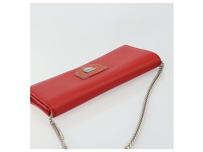 Borsa a catena Diorama in pelle arancione e argento Christian Dior Auth ka4061A - vista 6