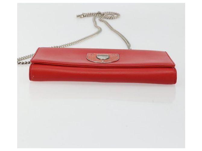 Borsa a catena Diorama in pelle arancione e argento Christian Dior Auth ka4061A - vista 9