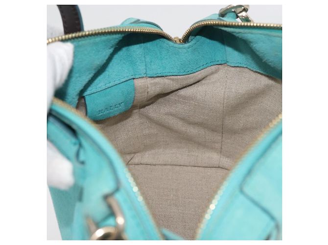 BALLY Borsa a mano in suede 2 vie Azzurro chiaro Oro Auth 177158A D'oro Blu chiaro - vista 21