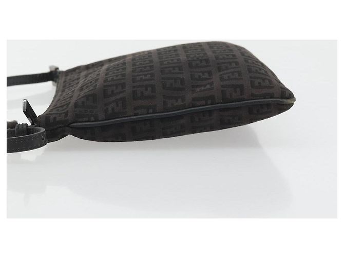 FENDI Zucchino Canvas Schultertasche Silber Schwarz Auth 176275 - Ansicht 4
