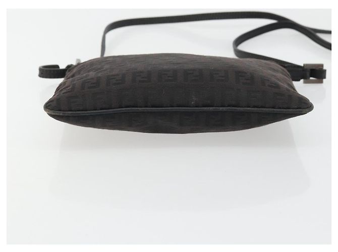 FENDI Zucchino Canvas Schultertasche Silber Schwarz Auth 176275 - Ansicht 5