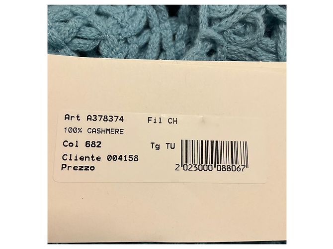 Poncho / Pullover aus Cashmere mit Häkelstrick in Puderblau von Lamberto Losani - Ansicht 6