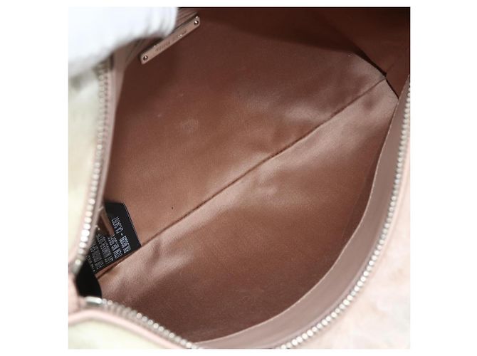 Borsa a Spalla Miu Miu con Catena in Pelliccia Rosa Bianco Verde Auth 168873A - vista 10