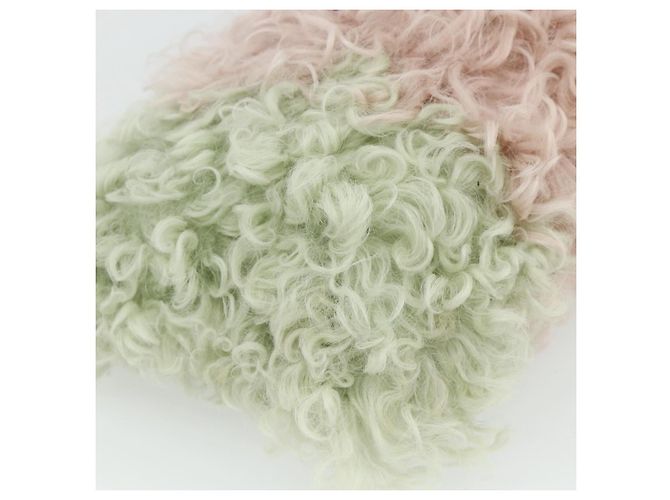 Borsa a Spalla Miu Miu con Catena in Pelliccia Rosa Bianco Verde Auth 168873A - vista 17
