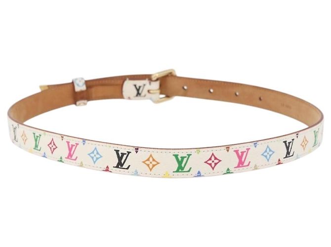 LOUIS VUITTON Multicolor Gürtel Weiß LV Auth 176955A - Ansicht 2