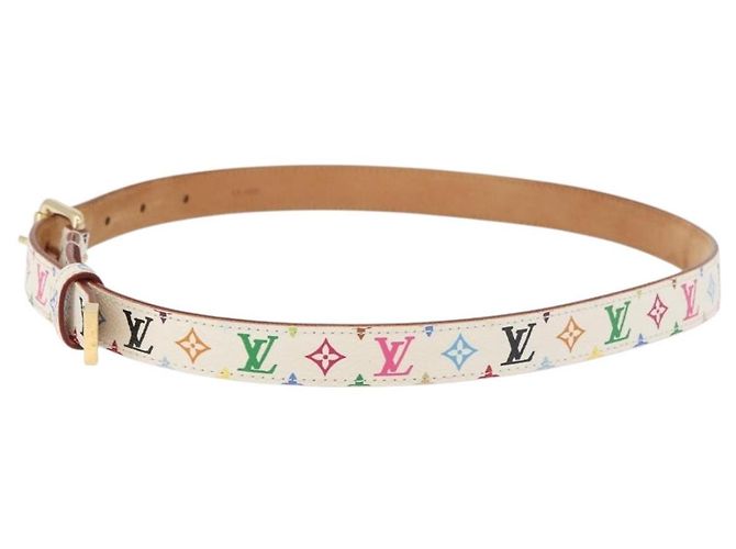 LOUIS VUITTON Multicolor Gürtel Weiß LV Auth 176955A - Ansicht 3