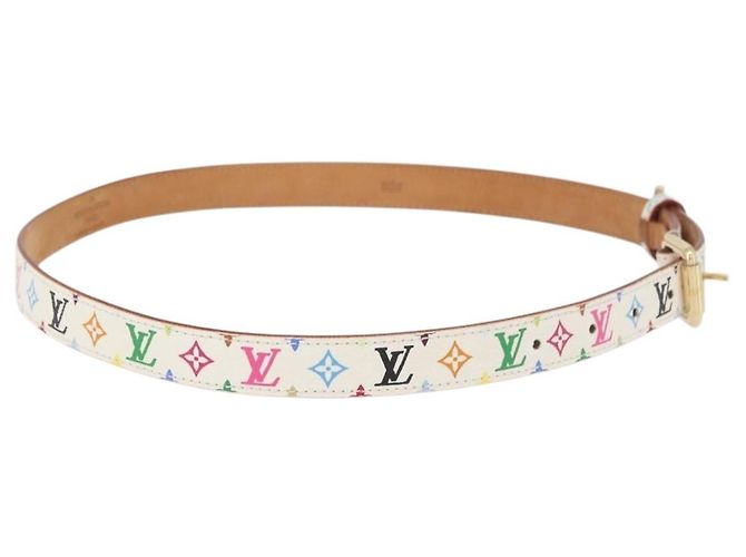 LOUIS VUITTON Multicolor Gürtel Weiß LV Auth 176955A - Ansicht 4