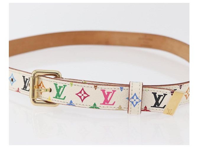 LOUIS VUITTON Multicolor Gürtel Weiß LV Auth 176955A - Ansicht 5