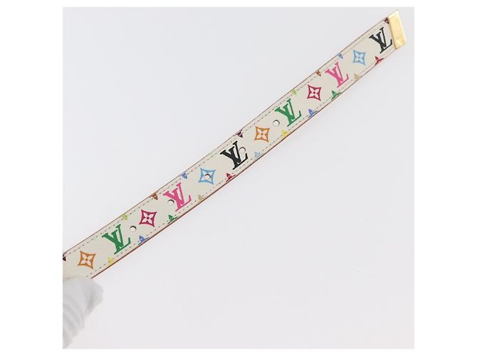 LOUIS VUITTON Multicolor Gürtel Weiß LV Auth 176955A - Ansicht 6