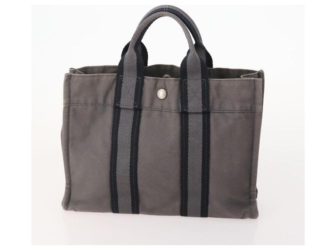 Hermès HERMES Borsa Fourre Tout PM in Tela 2 Set Grigio Bordeaux Auth BA12167 Marrone Bordò - vista 2