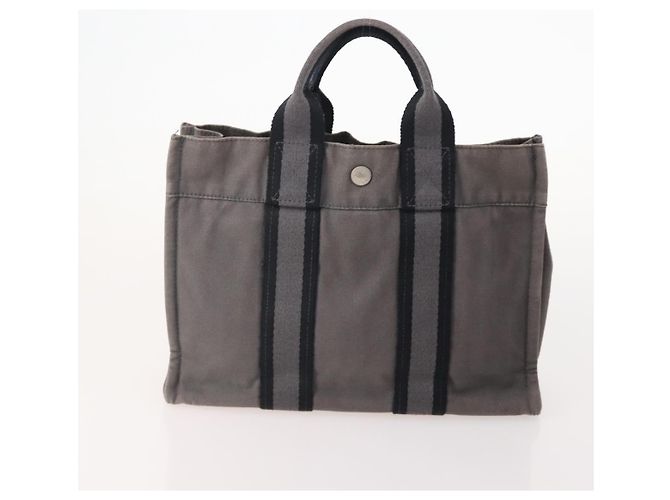 Hermès HERMES Borsa Fourre Tout PM in Tela 2 Set Grigio Bordeaux Auth BA12167 Marrone Bordò - vista 3