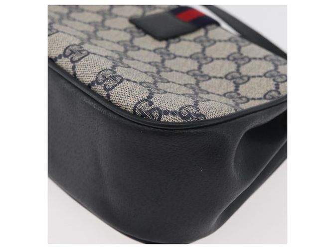 Borsa a Spalla Gucci GG Supreme Sherry Line PVC Blu Navy Oro 10 02 024 Auth 177436 D'oro - vista 13