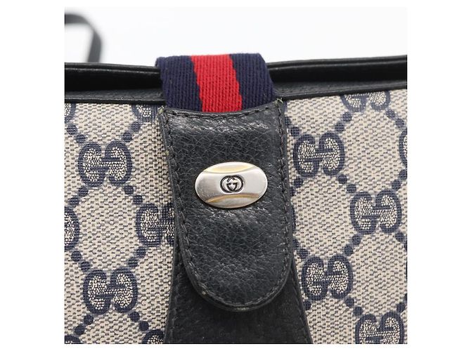 Borsa a Spalla Gucci GG Supreme Sherry Line PVC Blu Navy Oro 10 02 024 Auth 177436 D'oro - vista 14