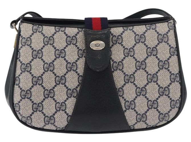 Borsa a Spalla Gucci GG Supreme Sherry Line PVC Blu Navy Oro 10 02 024 Auth 177436 D'oro - vista 2