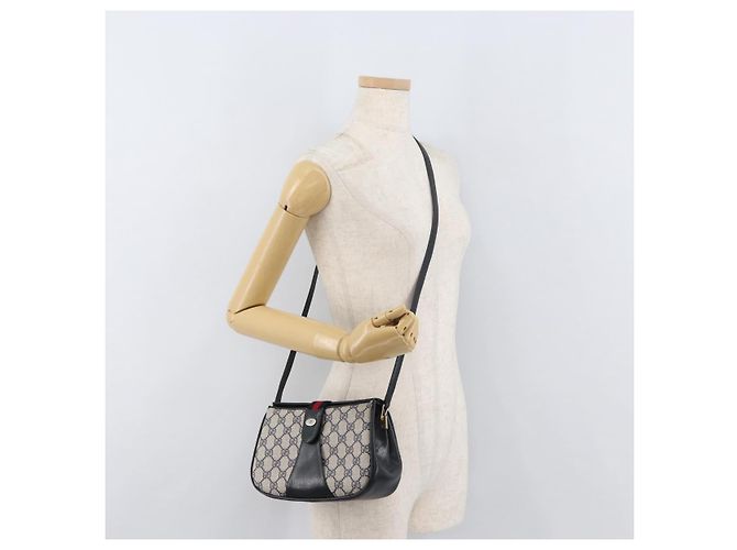 Borsa a Spalla Gucci GG Supreme Sherry Line PVC Blu Navy Oro 10 02 024 Auth 177436 D'oro - vista 25