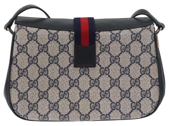 Borsa a Spalla Gucci GG Supreme Sherry Line PVC Blu Navy Oro 10 02 024 Auth 177436 D'oro - vista 3