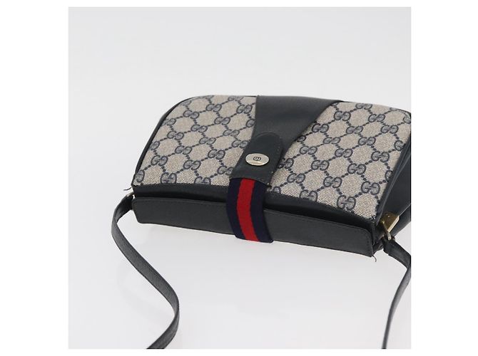 Borsa a Spalla Gucci GG Supreme Sherry Line PVC Blu Navy Oro 10 02 024 Auth 177436 D'oro - vista 6