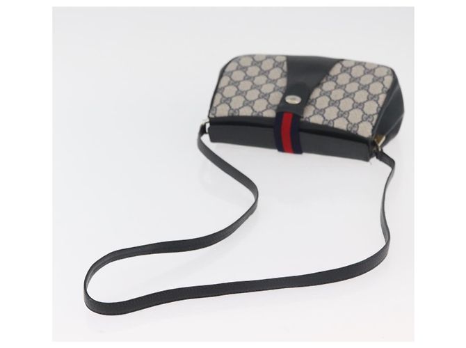 Borsa a Spalla Gucci GG Supreme Sherry Line PVC Blu Navy Oro 10 02 024 Auth 177436 D'oro - vista 7