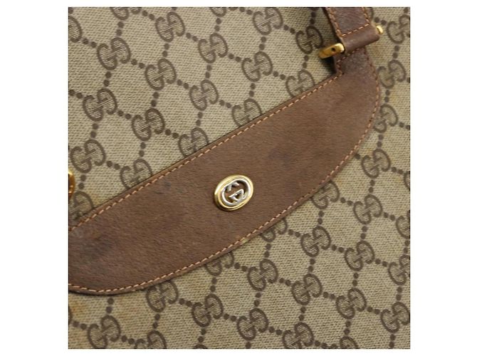 Borsa tote Gucci GG Supreme Web Sherry Line in PVC beige e oro 39 02 091 Auth bs34492 D'oro - vista 14