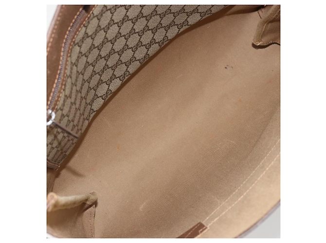 Borsa tote Gucci GG Supreme Web Sherry Line in PVC beige e oro 39 02 091 Auth bs34492 D'oro - vista 16