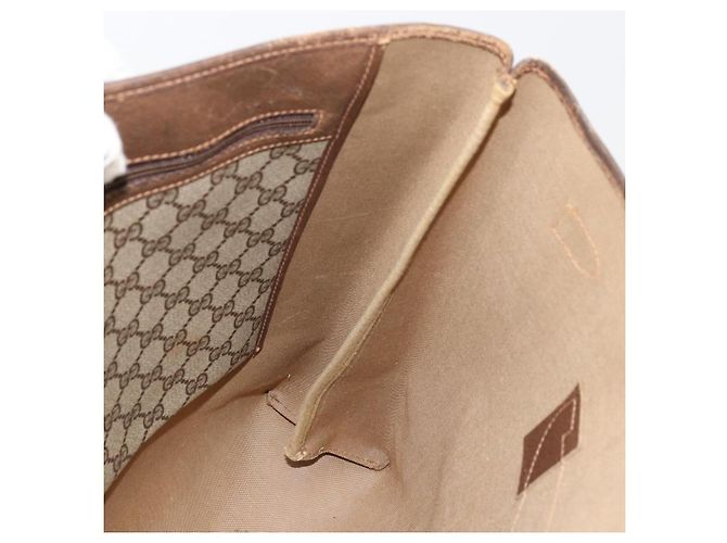 Borsa tote Gucci GG Supreme Web Sherry Line in PVC beige e oro 39 02 091 Auth bs34492 D'oro - vista 17