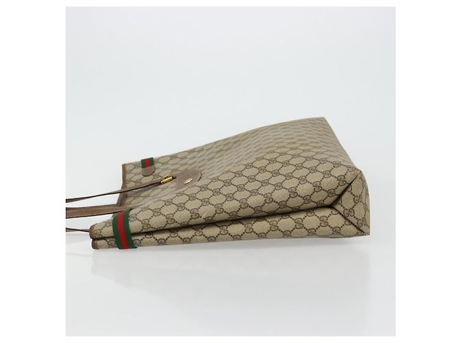 Borsa tote Gucci GG Supreme Web Sherry Line in PVC beige e oro 39 02 091 Auth bs34492 D'oro - vista 5