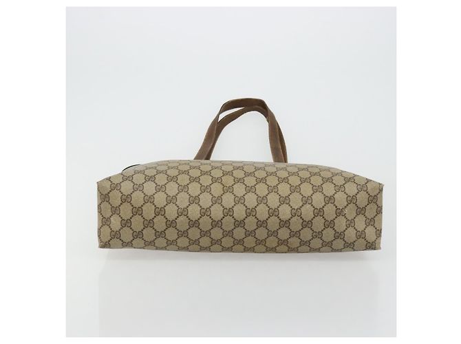 Borsa tote Gucci GG Supreme Web Sherry Line in PVC beige e oro 39 02 091 Auth bs34492 D'oro - vista 9