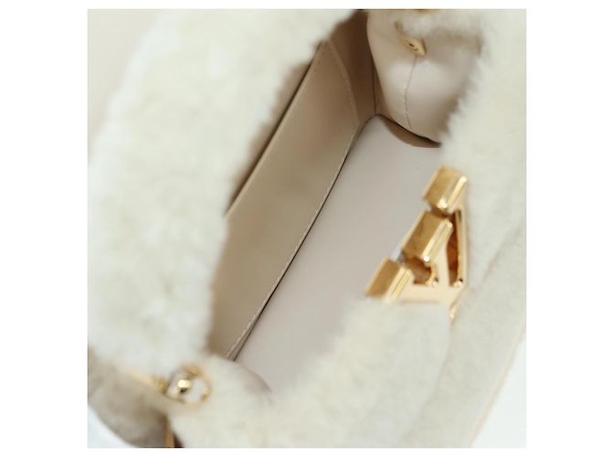 LOUIS VUITTON LV SKI Cozygram Capucines MINI Borsa in Lana Beige M26324 Auth LNZ969SM Monogramma - vista 11