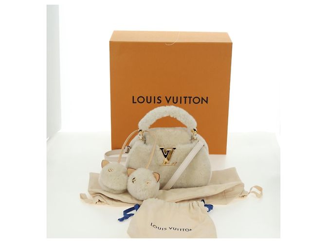 LOUIS VUITTON LV SKI Cozygram Capucines MINI Borsa in Lana Beige M26324 Auth LNZ969SM Monogramma - vista 12
