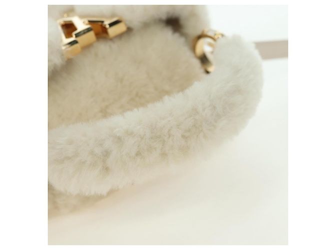 LOUIS VUITTON LV SKI Cozygram Capucines MINI Borsa in Lana Beige M26324 Auth LNZ969SM Monogramma - vista 7