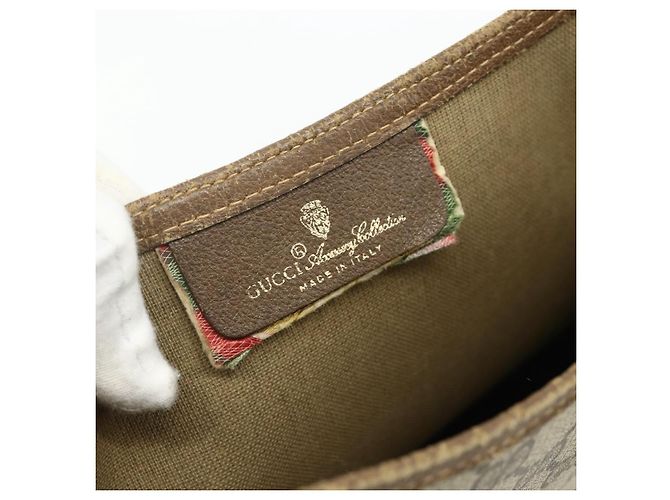 Borsa tote Gucci GG Supreme Web Sherry Line in PVC beige 40 02 003 Auth ep14026 - vista 15