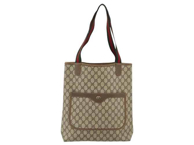 Borsa tote Gucci GG Supreme Web Sherry Line in PVC beige 40 02 003 Auth ep14026 - vista 2