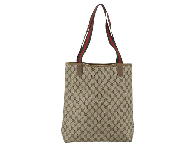 Borsa tote Gucci GG Supreme Web Sherry Line in PVC beige 40 02 003 Auth ep14026 - vista 3