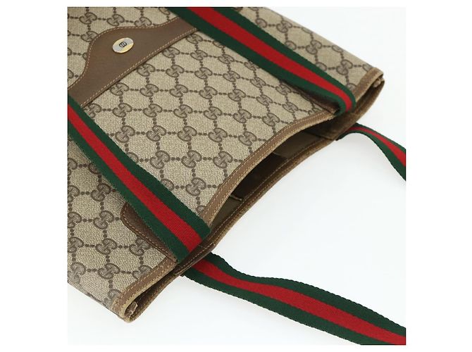 Borsa tote Gucci GG Supreme Web Sherry Line in PVC beige 40 02 003 Auth ep14026 - vista 6